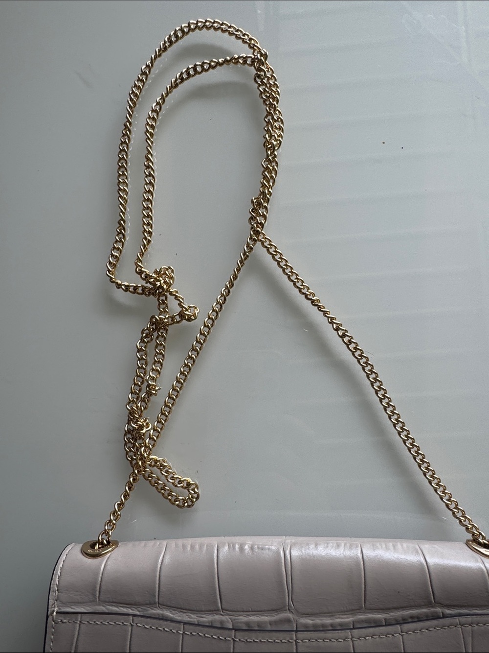 Coach Morgan Croc-Embossed Leather Chain Shoulder Bag in Light Gray - Picture 8 of 13